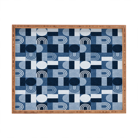 Little Arrow Design Co geometric patchwork blue Rectangular Tray