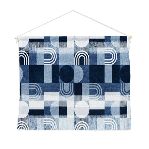 Little Arrow Design Co geometric patchwork blue Wall Hanging Landscape