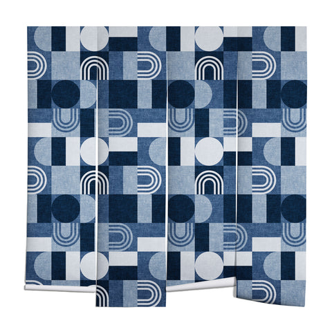 Little Arrow Design Co geometric patchwork blue Wall Mural