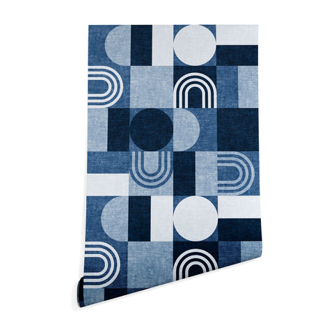 Little Arrow Design Co geometric patchwork blue Wallpaper