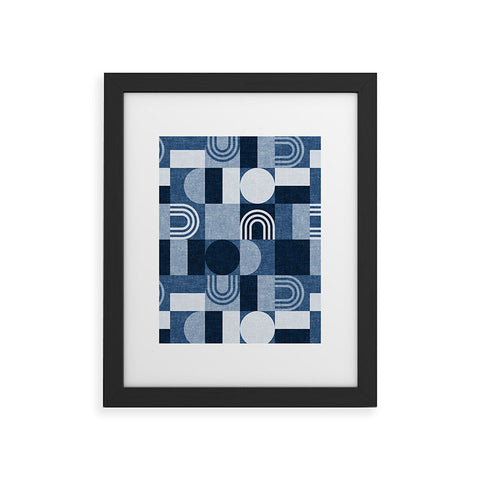 Little Arrow Design Co geometric patchwork blue Framed Art Print
