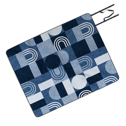 Little Arrow Design Co geometric patchwork blue Picnic Blanket
