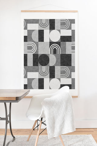 Little Arrow Design Co geometric patchwork gray Art Print And Hanger