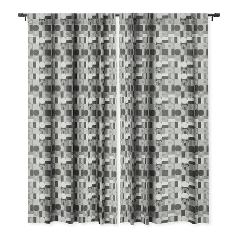 Little Arrow Design Co geometric patchwork gray Blackout Window Curtain