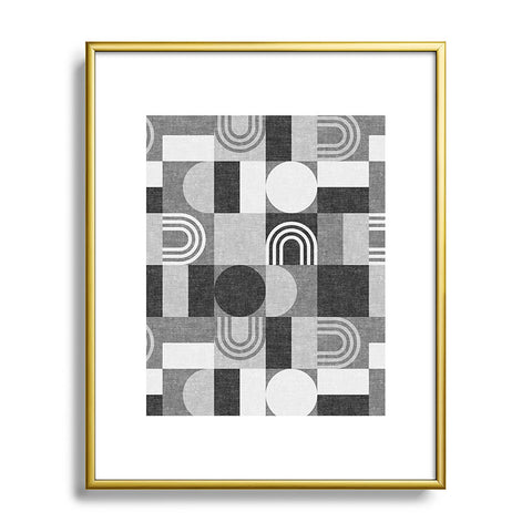 Little Arrow Design Co geometric patchwork gray Metal Framed Art Print