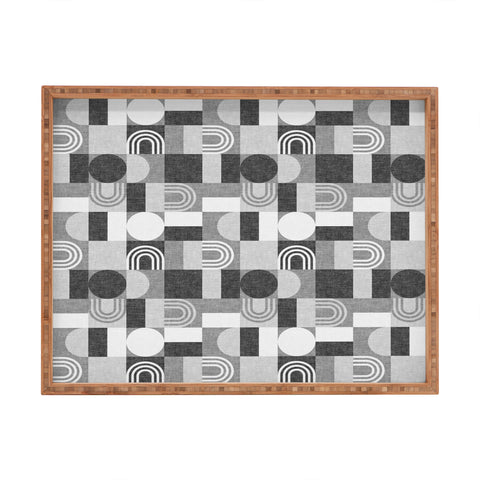 Little Arrow Design Co geometric patchwork gray Rectangular Tray
