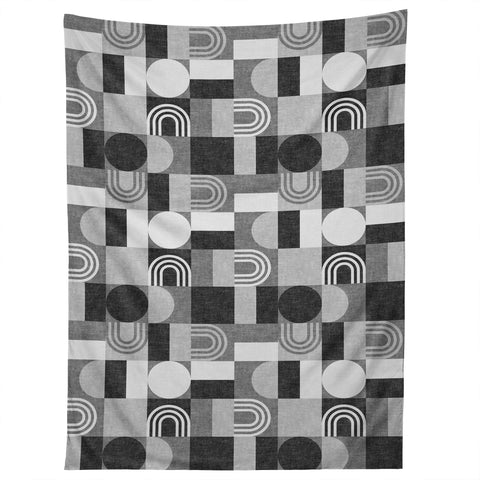 Little Arrow Design Co geometric patchwork gray Tapestry