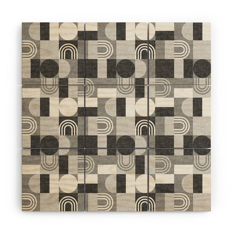 Little Arrow Design Co geometric patchwork gray Wood Wall Mural