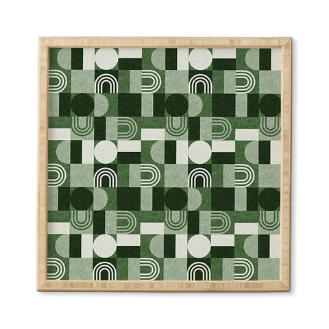 Little Arrow Design Co geometric patchwork green Framed Wall Art