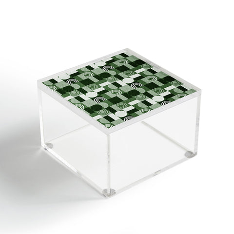 Little Arrow Design Co geometric patchwork green Acrylic Box
