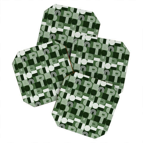 Little Arrow Design Co geometric patchwork green Coaster Set