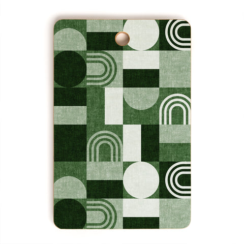 Little Arrow Design Co geometric patchwork green Cutting Board Rectangle