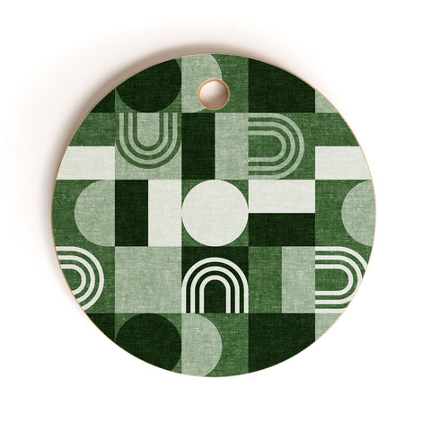 Little Arrow Design Co geometric patchwork green Cutting Board Round