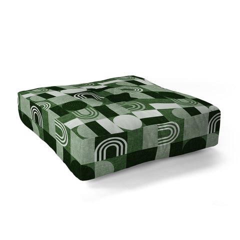 Little Arrow Design Co geometric patchwork green Floor Pillow Square