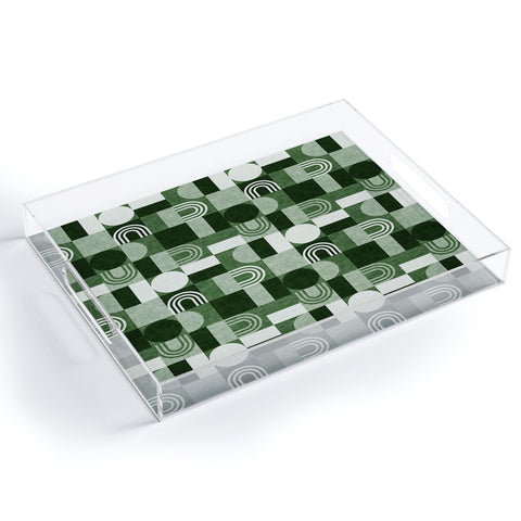 Little Arrow Design Co geometric patchwork green Acrylic Tray