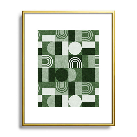 Little Arrow Design Co geometric patchwork green Metal Framed Art Print