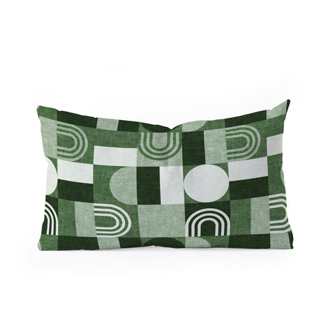 Little Arrow Design Co geometric patchwork green Oblong Throw Pillow