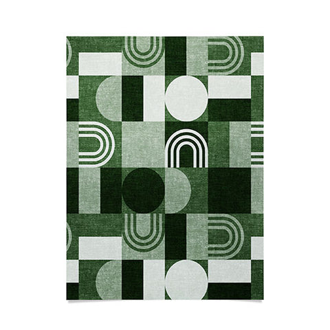 Little Arrow Design Co geometric patchwork green Poster