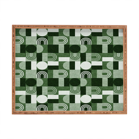 Little Arrow Design Co geometric patchwork green Rectangular Tray