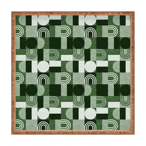 Little Arrow Design Co geometric patchwork green Square Tray