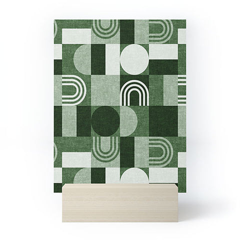 Little Arrow Design Co geometric patchwork green Mini Art Print