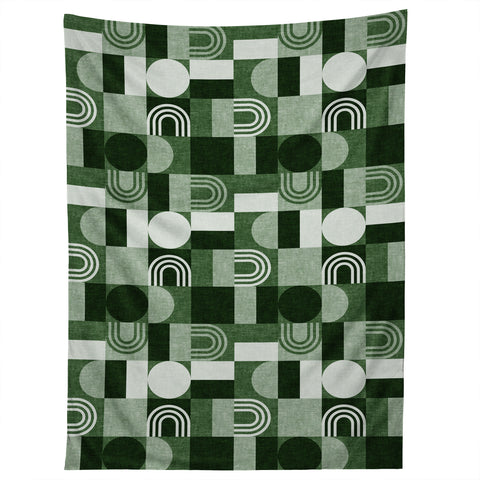 Little Arrow Design Co geometric patchwork green Tapestry