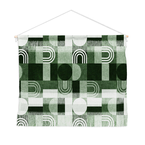 Little Arrow Design Co geometric patchwork green Wall Hanging Landscape