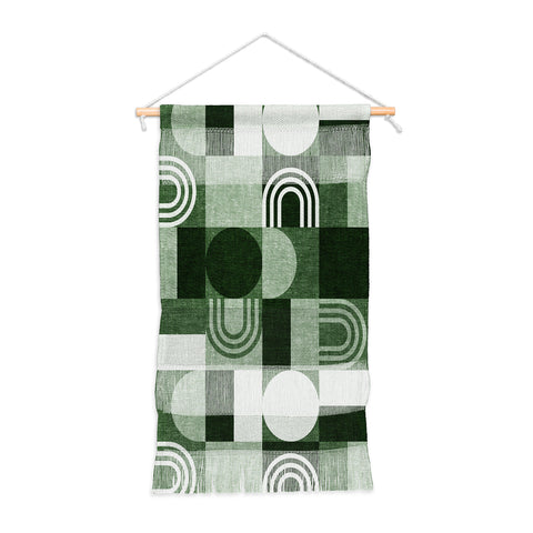 Little Arrow Design Co geometric patchwork green Wall Hanging Portrait