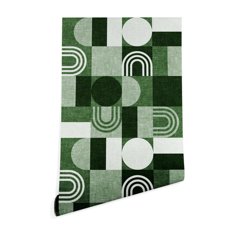 Little Arrow Design Co geometric patchwork green Wallpaper