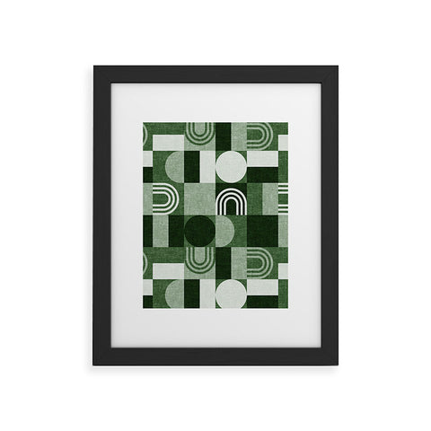 Little Arrow Design Co geometric patchwork green Framed Art Print
