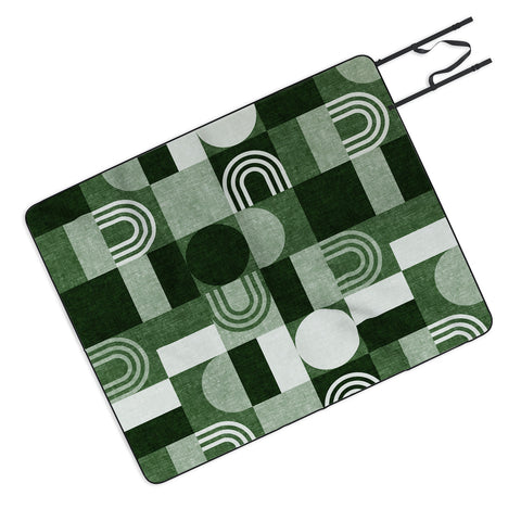 Little Arrow Design Co geometric patchwork green Picnic Blanket