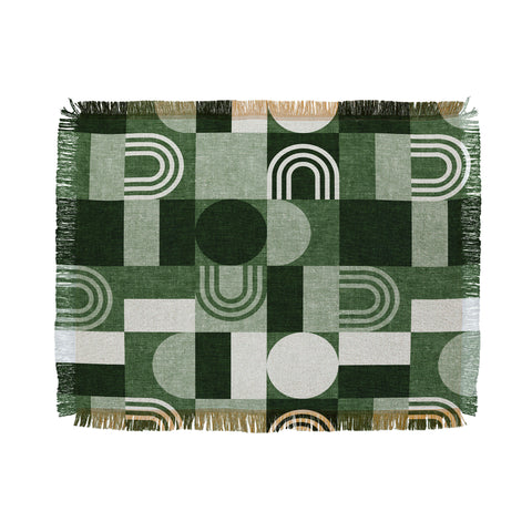 Little Arrow Design Co geometric patchwork green Throw Blanket