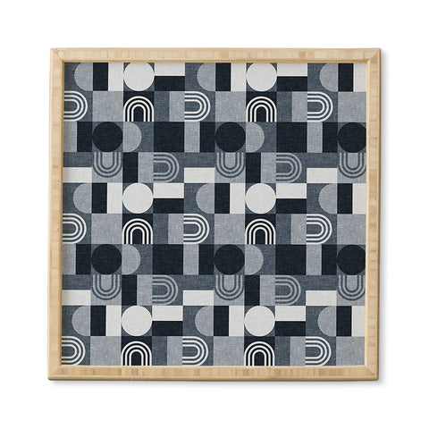 Little Arrow Design Co geometric patchwork navy Framed Wall Art