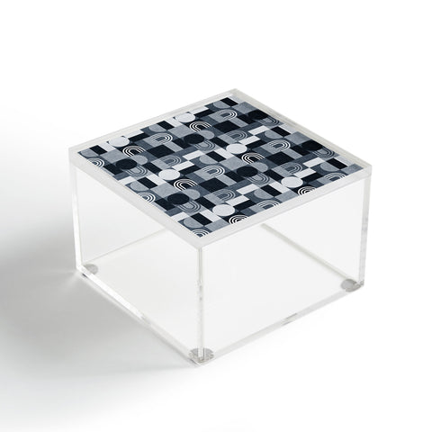 Little Arrow Design Co geometric patchwork navy Acrylic Box