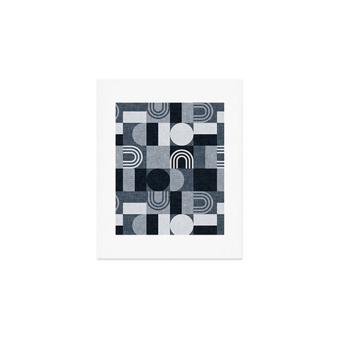 Little Arrow Design Co geometric patchwork navy Art Print