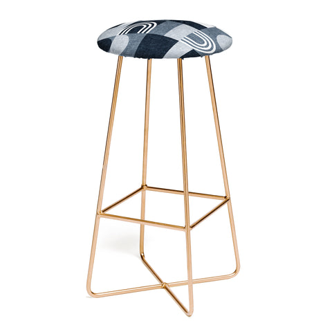 Little Arrow Design Co geometric patchwork navy Bar Stool