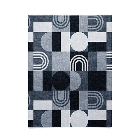 Little Arrow Design Co geometric patchwork navy Poster