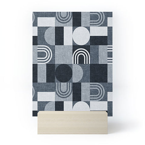 Little Arrow Design Co geometric patchwork navy Mini Art Print