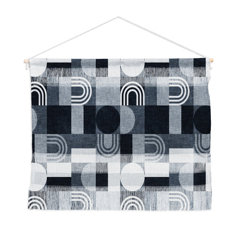Little Arrow Design Co geometric patchwork navy Wall Hanging Landscape