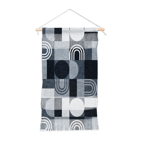 Little Arrow Design Co geometric patchwork navy Wall Hanging Portrait