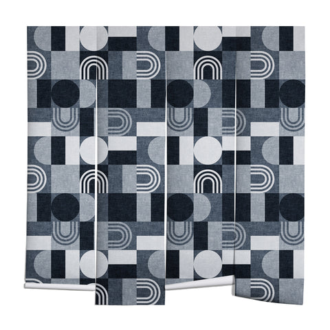 Little Arrow Design Co geometric patchwork navy Wall Mural