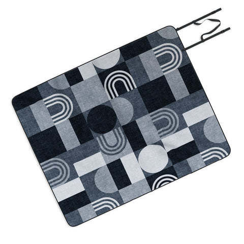 Little Arrow Design Co geometric patchwork navy Picnic Blanket