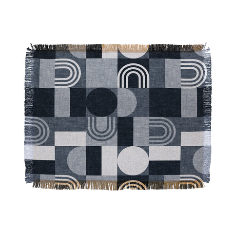 Little Arrow Design Co geometric patchwork navy Throw Blanket