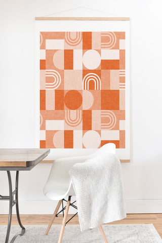 Little Arrow Design Co geometric patchwork orange Art Print And Hanger
