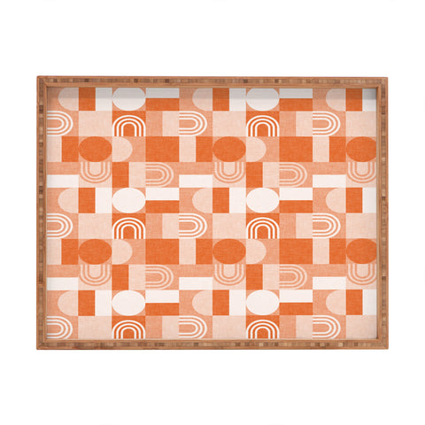 Little Arrow Design Co geometric patchwork orange Rectangular Tray