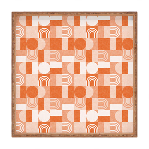 Little Arrow Design Co geometric patchwork orange Square Tray