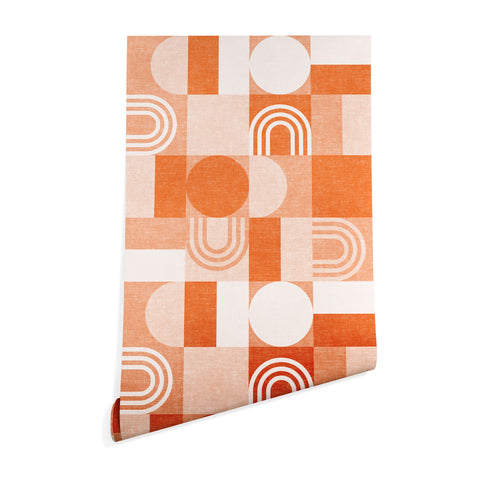 Little Arrow Design Co geometric patchwork orange Wallpaper
