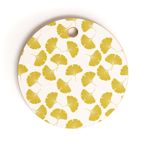 Little Arrow Design Co gold ginkgo leaves Cutting Board Round