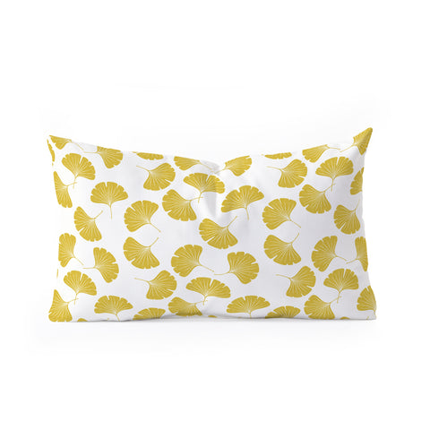 Little Arrow Design Co gold ginkgo leaves Oblong Throw Pillow