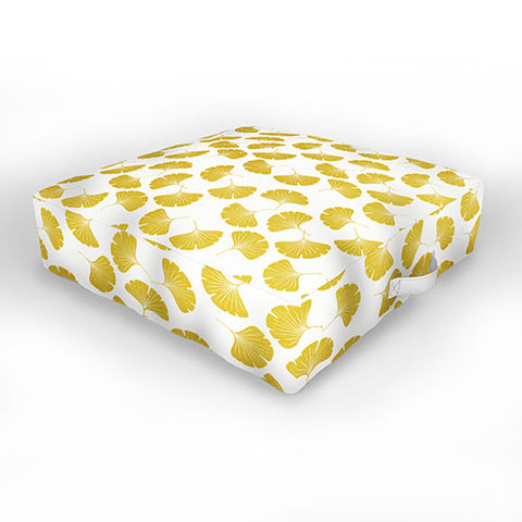 Little Arrow Design Co gold ginkgo leaves Outdoor Floor Cushion